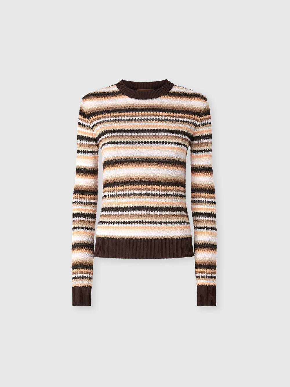 Missoni Pullover girocollo in lana e viscosa a righe Grande vendita