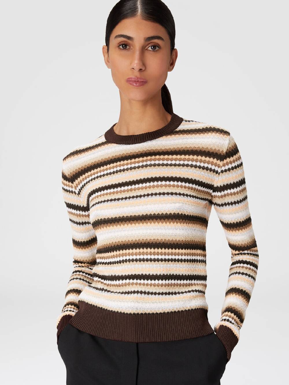 Missoni Pullover girocollo in lana e viscosa a righe Grande vendita