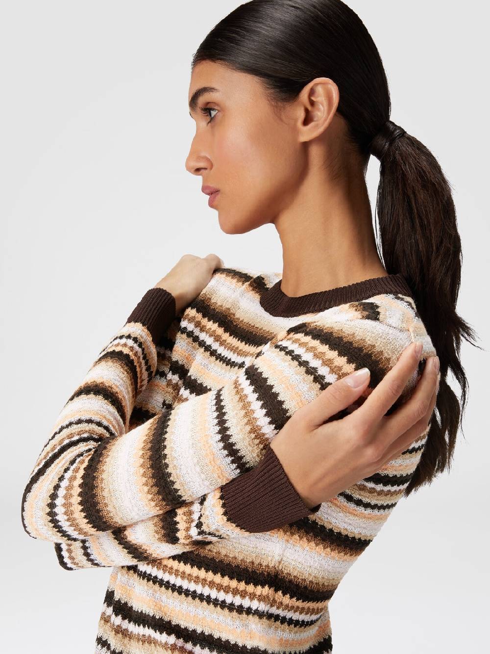 Missoni Pullover girocollo in lana e viscosa a righe Grande vendita