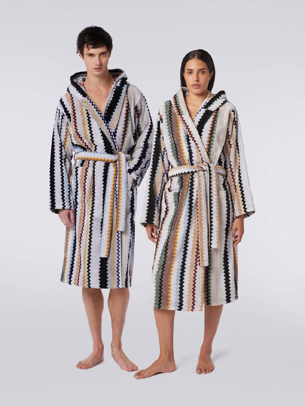Missoni Accappatoio lungo con cappuccio Curt in spugna di cotone chevron Fornitura limitata