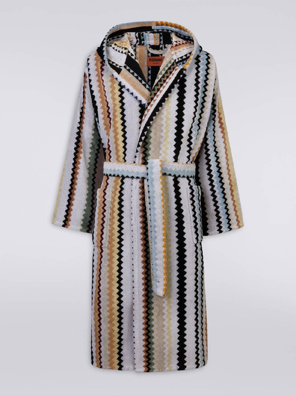 Missoni Accappatoio lungo con cappuccio Curt in spugna di cotone chevron Fornitura limitata
