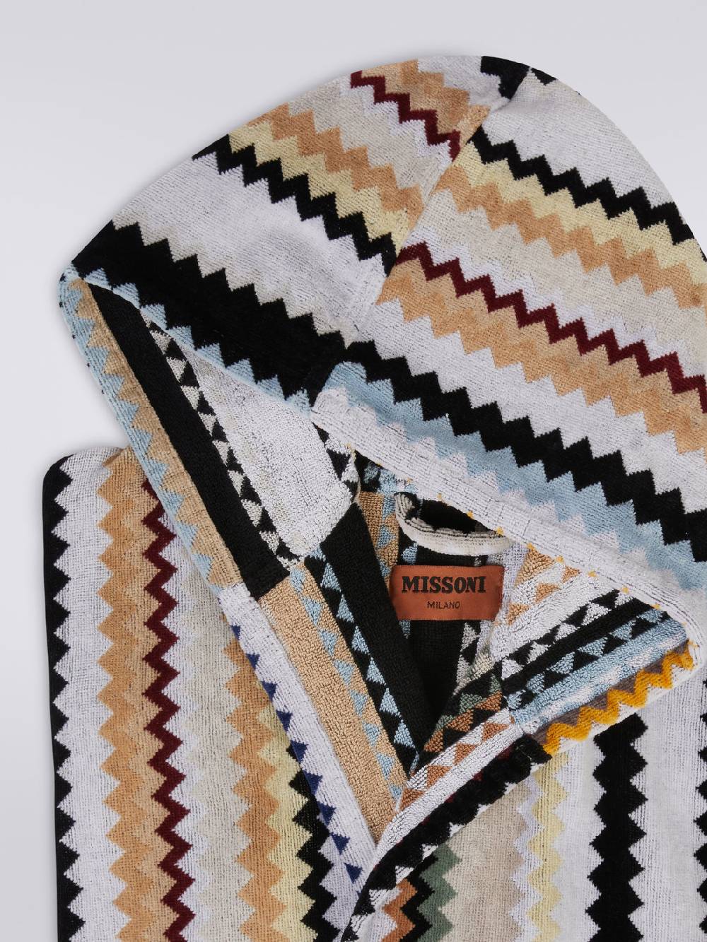 Missoni Accappatoio lungo con cappuccio Curt in spugna di cotone chevron Fornitura limitata