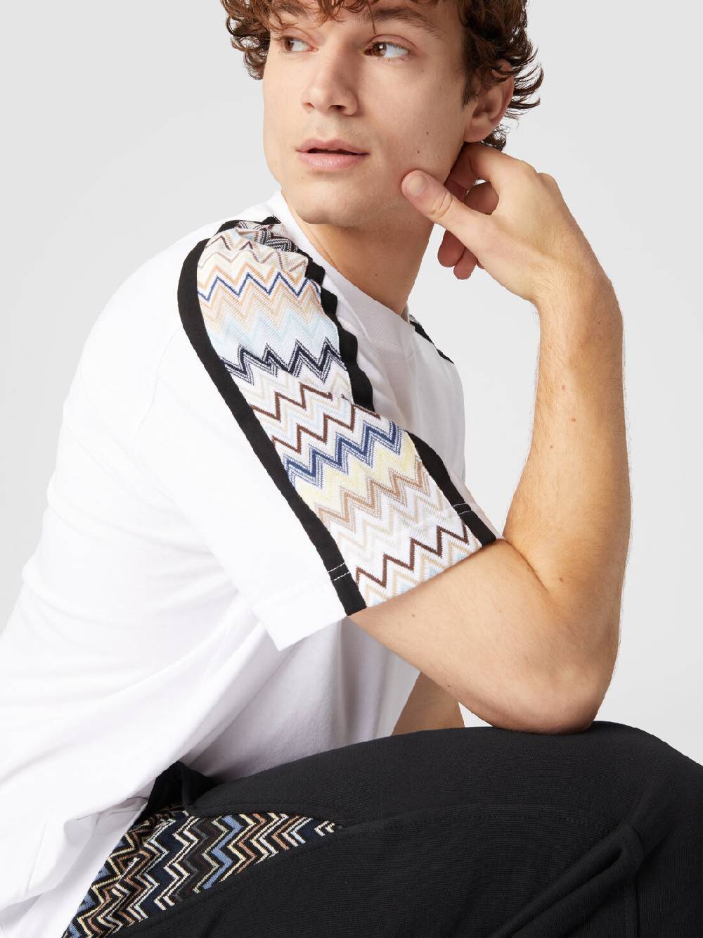 Missoni T-shirt in jersey di cotone con inserti zig zag Offerta esclusiva