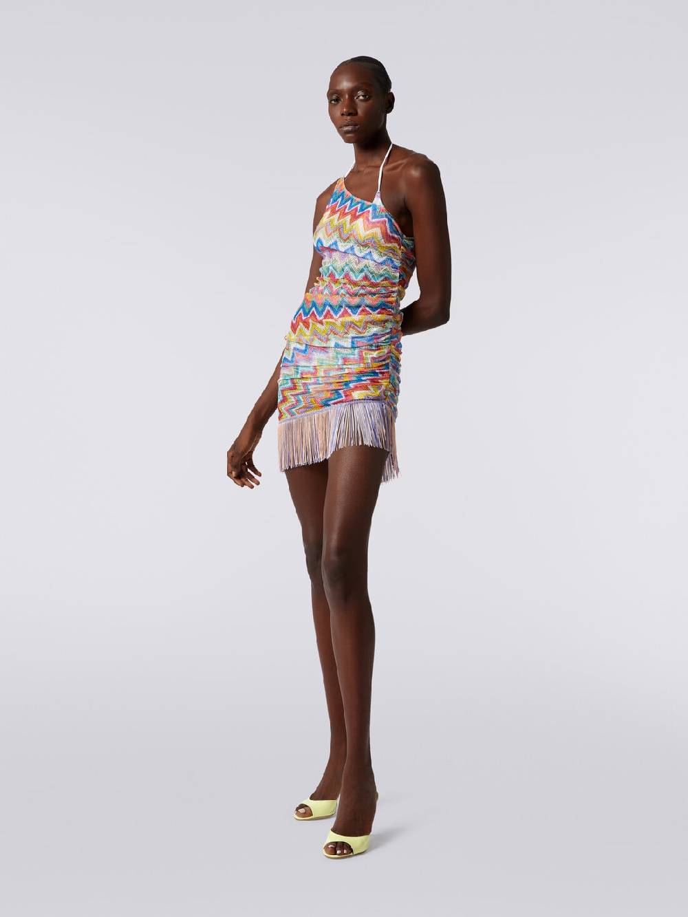 Missoni Copricostume corto monospalla con frange e arricciatura laterale Cyber Monday