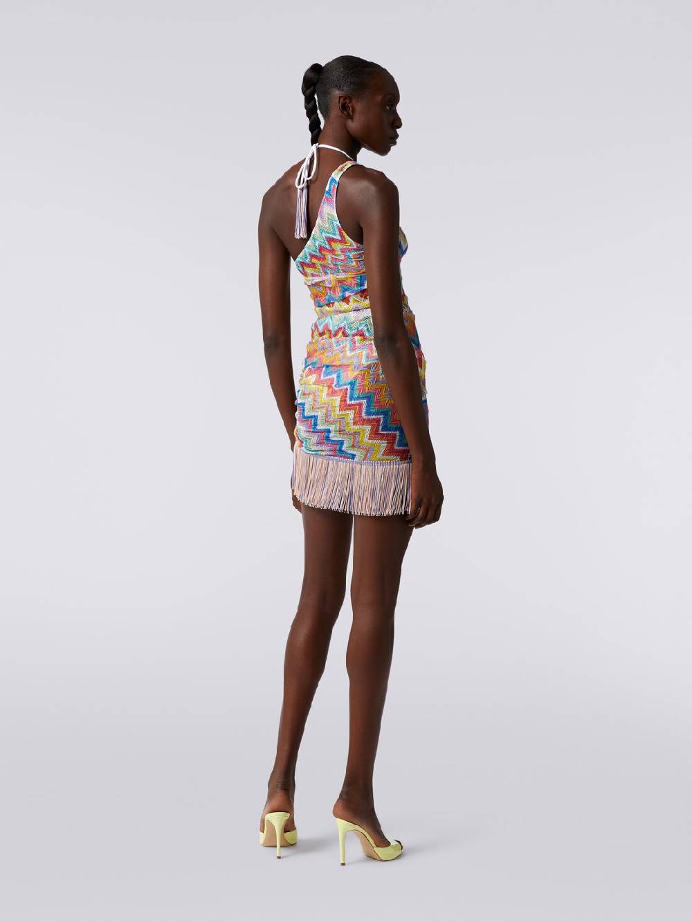 Missoni Copricostume corto monospalla con frange e arricciatura laterale Cyber Monday