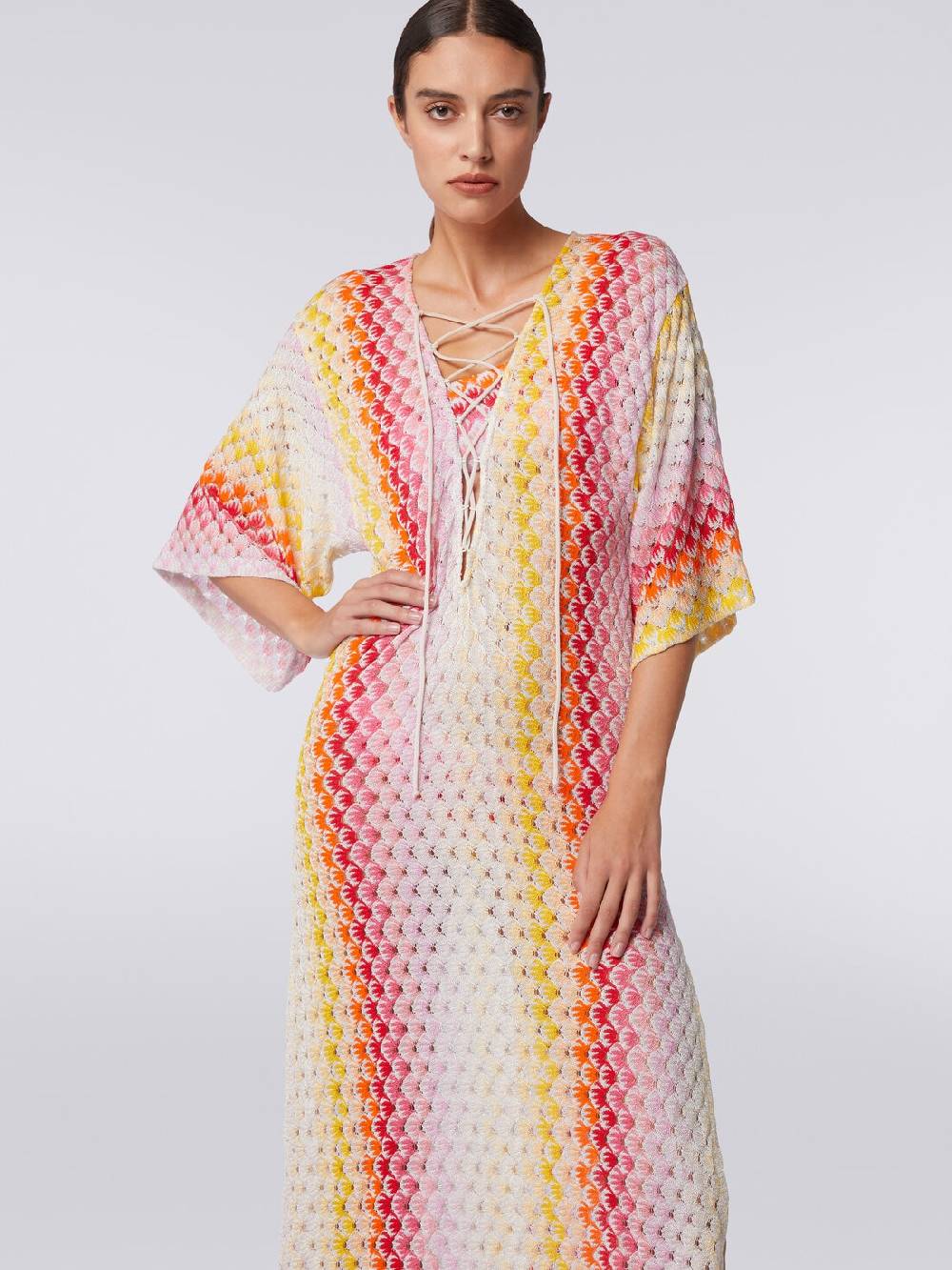 Missoni Caftano copricostume lungo effetto pizzo dégradé con lurex Offerta natalizia