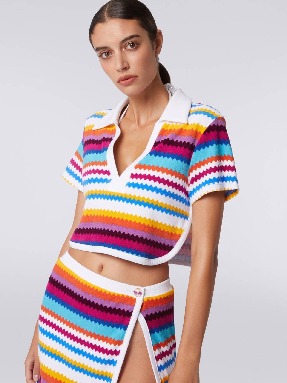 Missoni Crop top modello polo in spugna zig zag Offerta Pasqua