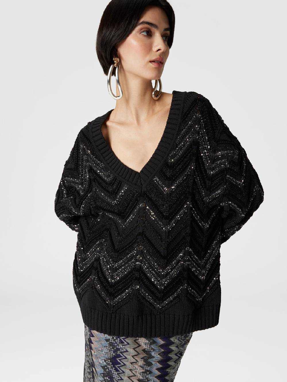 Missoni Pullover oversize con motivo zig zag e paillettes Offerta migliore