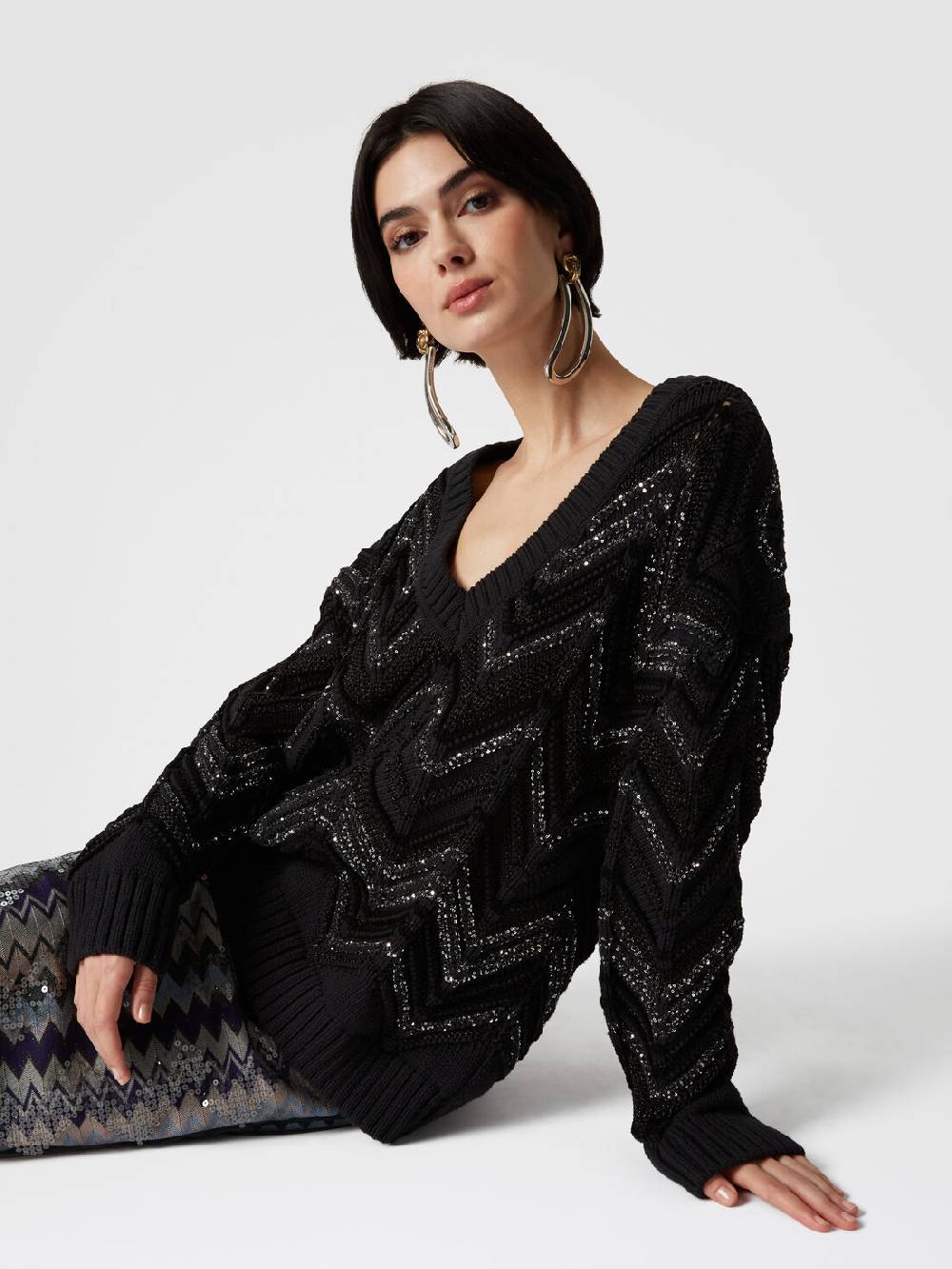 Missoni Pullover oversize con motivo zig zag e paillettes Offerta migliore