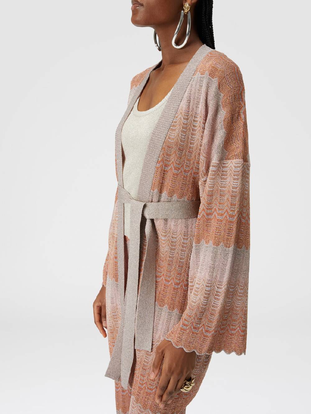 Missoni Cardigan con motivo greca zig zag e cintura Latest fashion