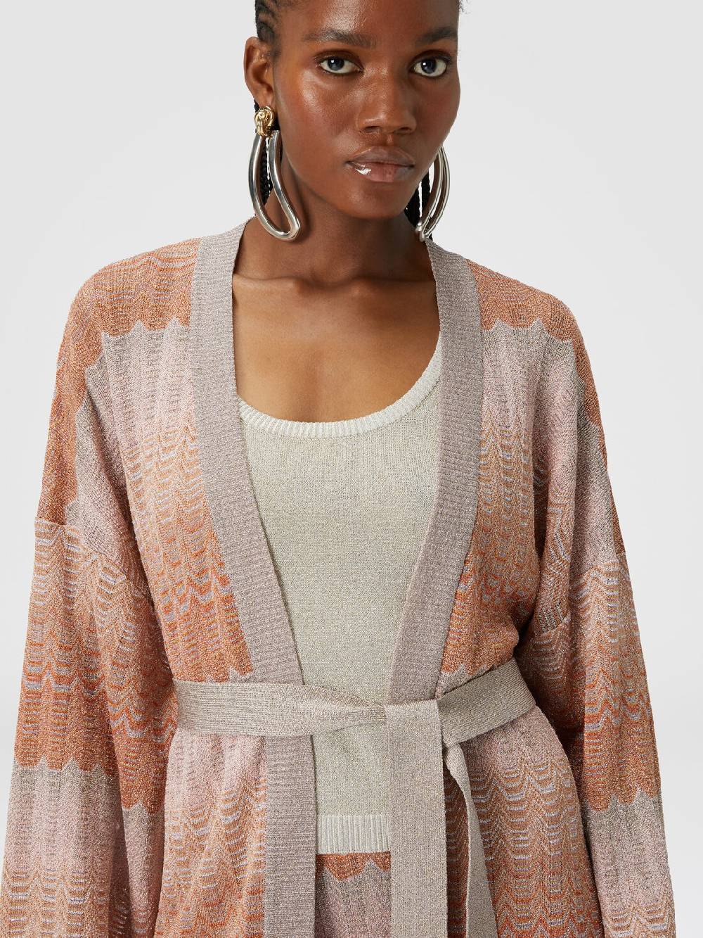 Missoni Cardigan con motivo greca zig zag e cintura Latest fashion