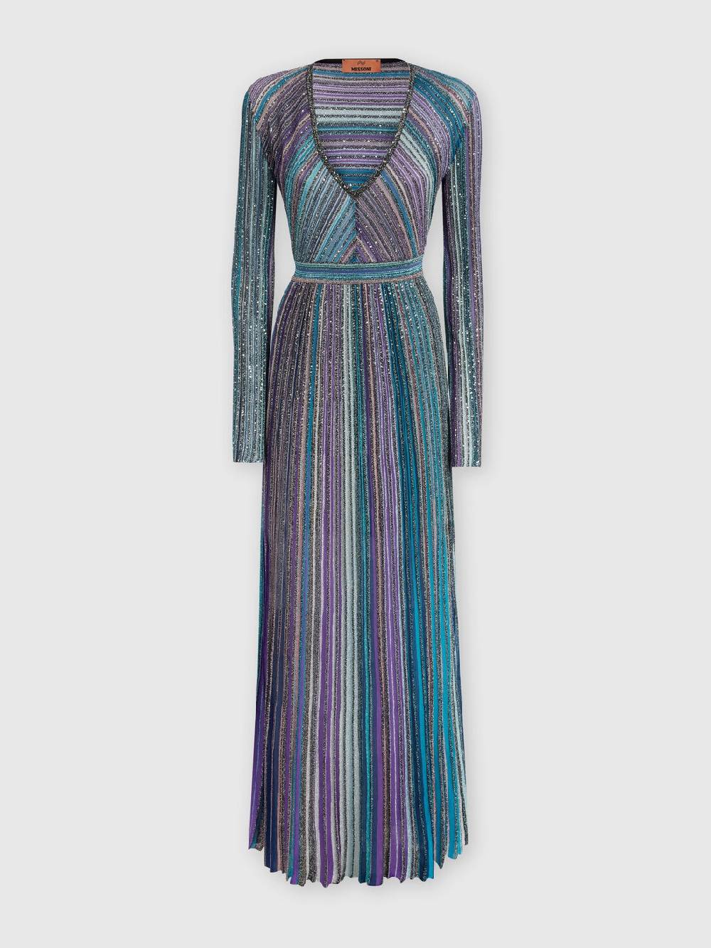 Missoni Abito lungo in maglia plissée lamé Offerta temporanea