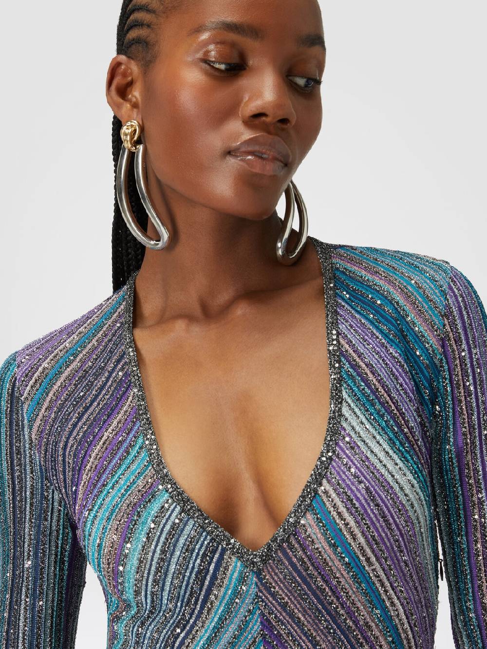 Missoni Abito lungo in maglia plissée lamé Offerta temporanea