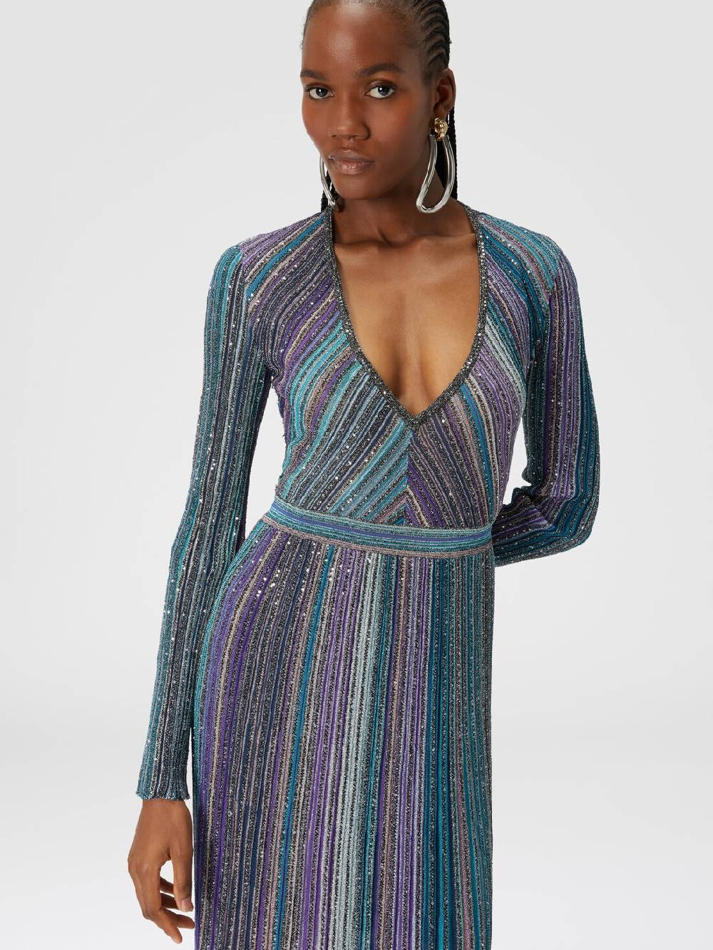 Missoni Abito lungo in maglia plissée lamé Offerta temporanea