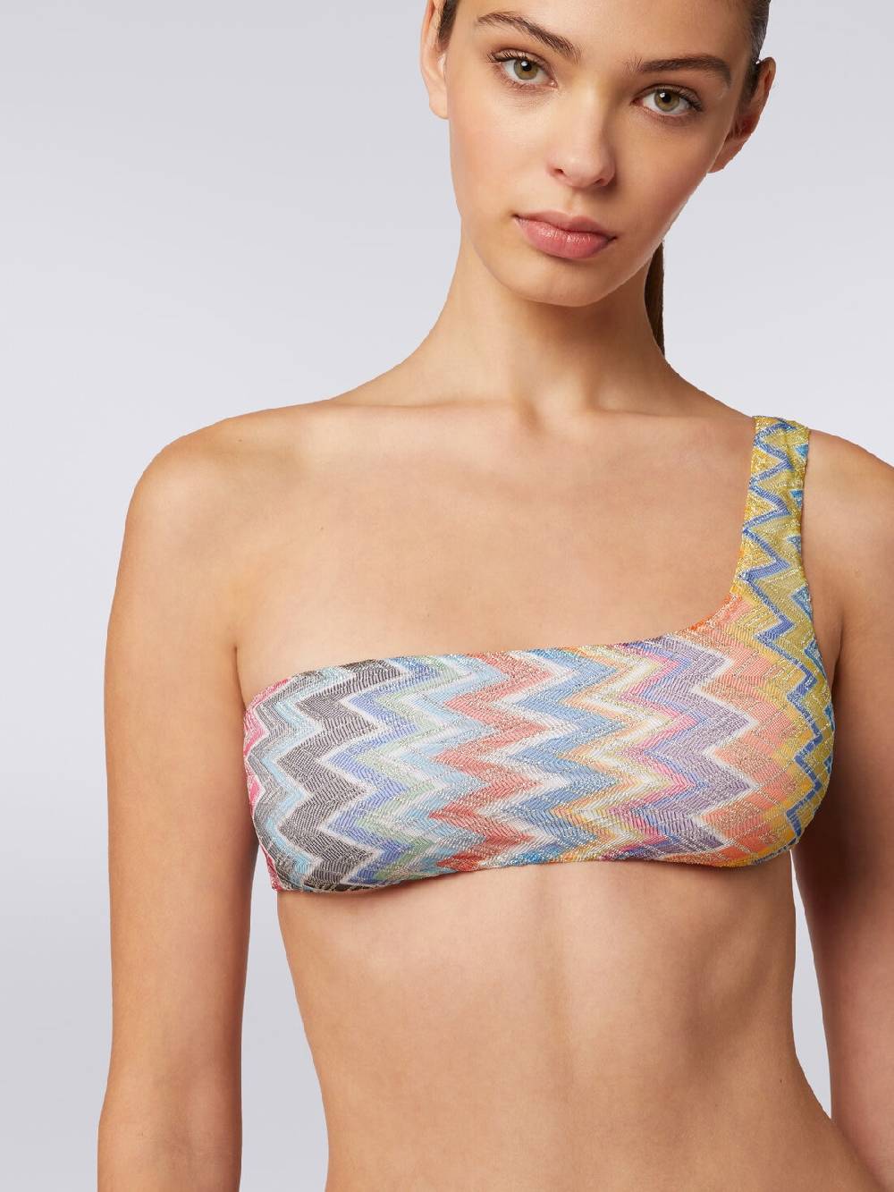 Missoni Bikini monospalla in viscosa zig zag con lurex Sconti VIP