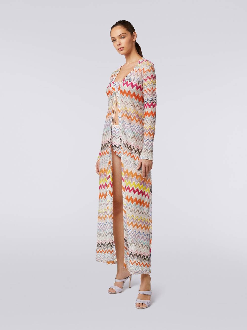 Missoni Cardigan copricostume lungo con motivo zig zag e lurex Super Saving Price