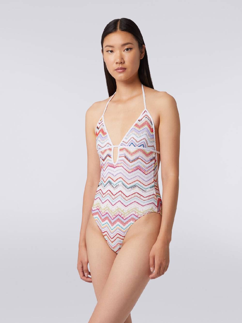 Missoni Costume intero in crochet zig zag con lurex Ritorno libero