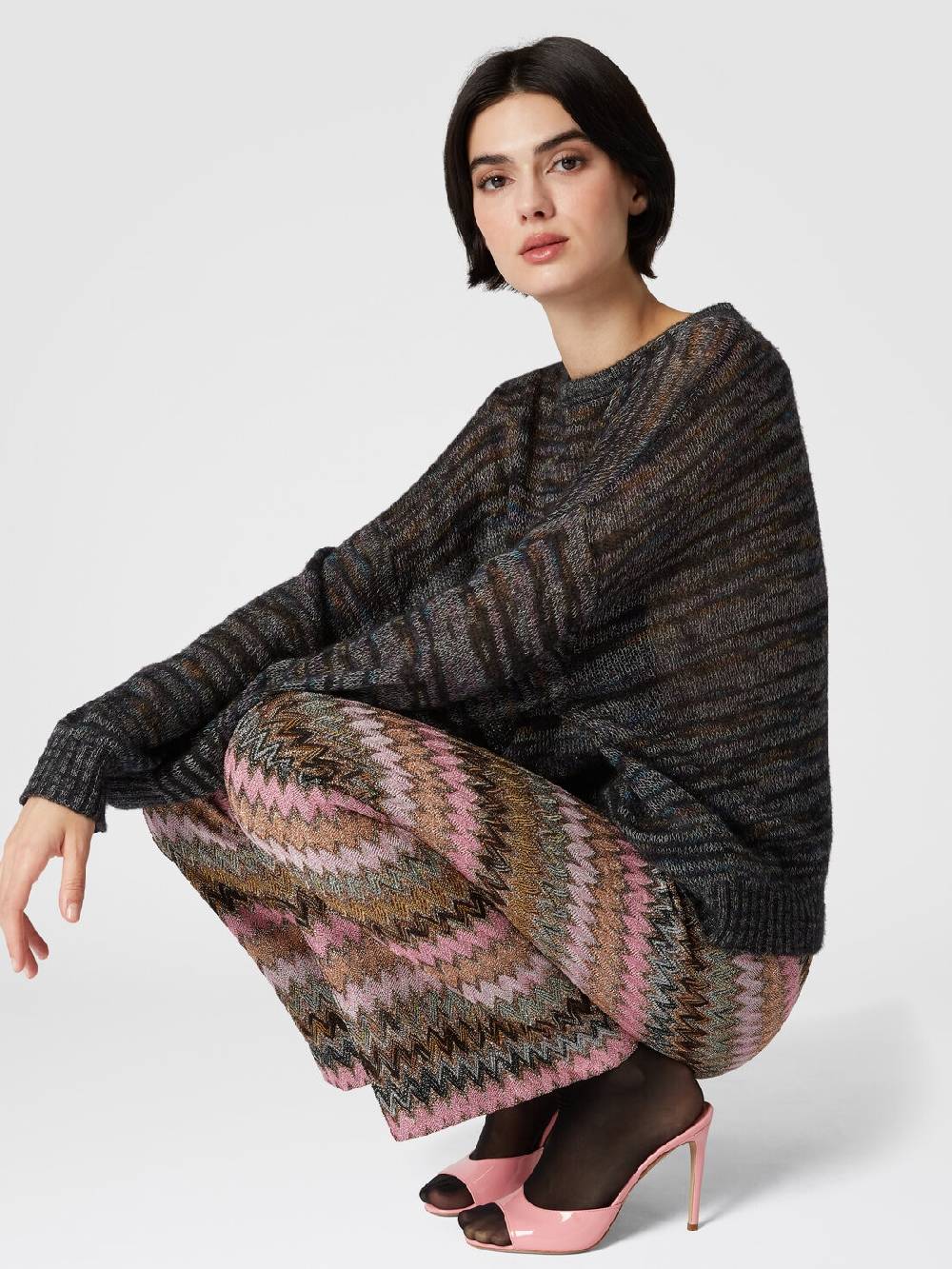 Missoni Pantaloni crop in misto viscosa zig zag lamé ACQUISTA ORA