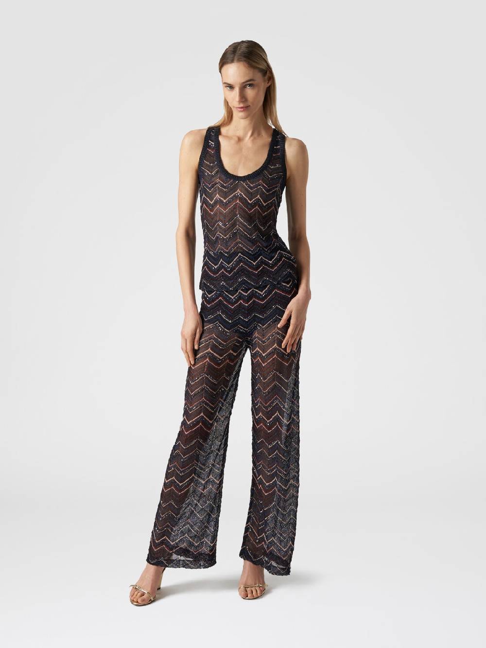 Missoni Pantaloni in maglia zig zag con lurex e paillettes Latest stili
