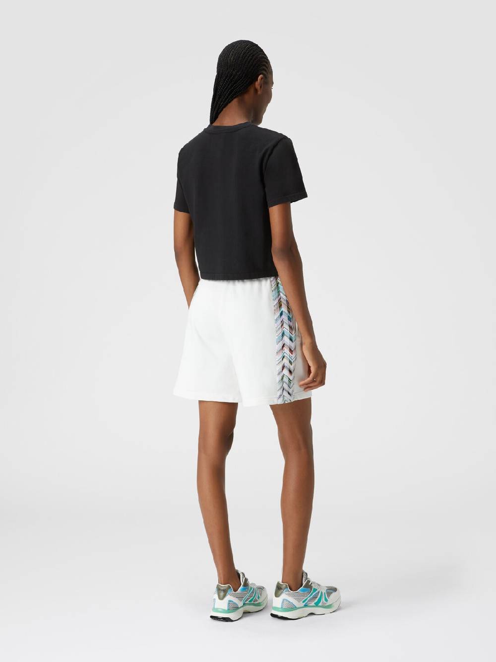 Missoni Shorts in felpa di cotone con logo e bande laterali in maglia Ultimi due giorni