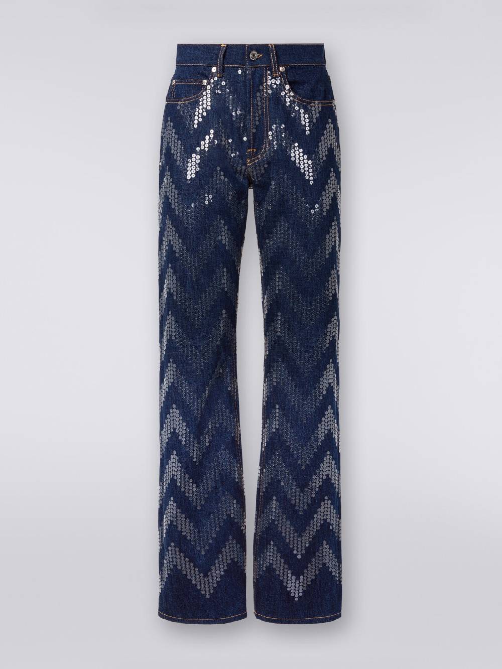 Missoni Cinque tasche in denim con paillettes zig zag Fino al 60% di sconto