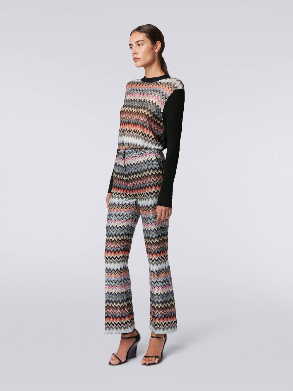 Missoni Pantaloni cropped in cotone e viscosa zig zag Fino al 65% di sconto