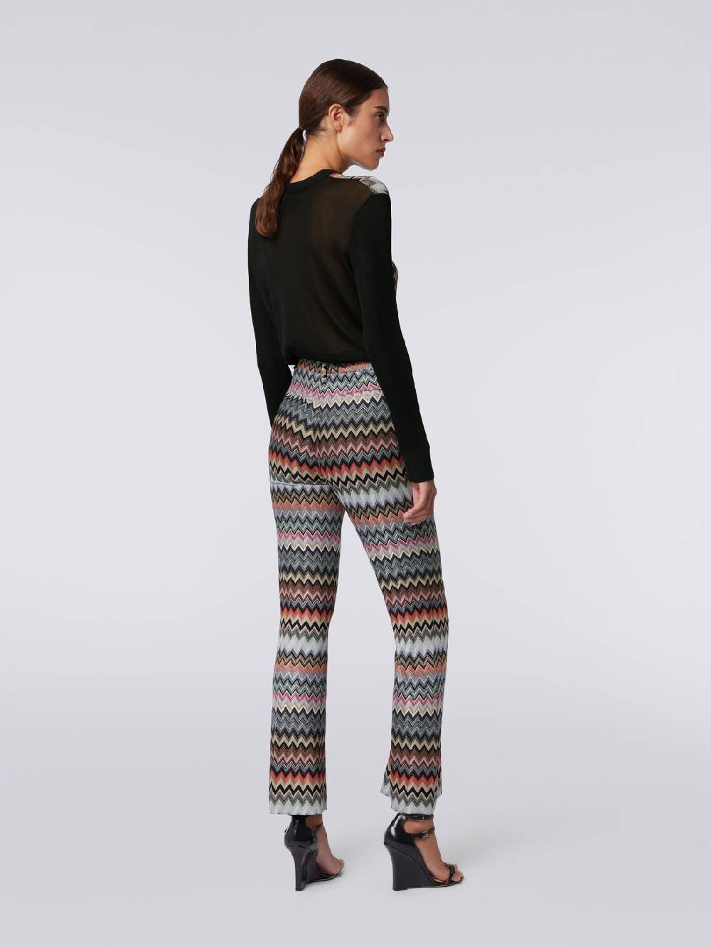 Missoni Pantaloni cropped in cotone e viscosa zig zag Fino al 65% di sconto