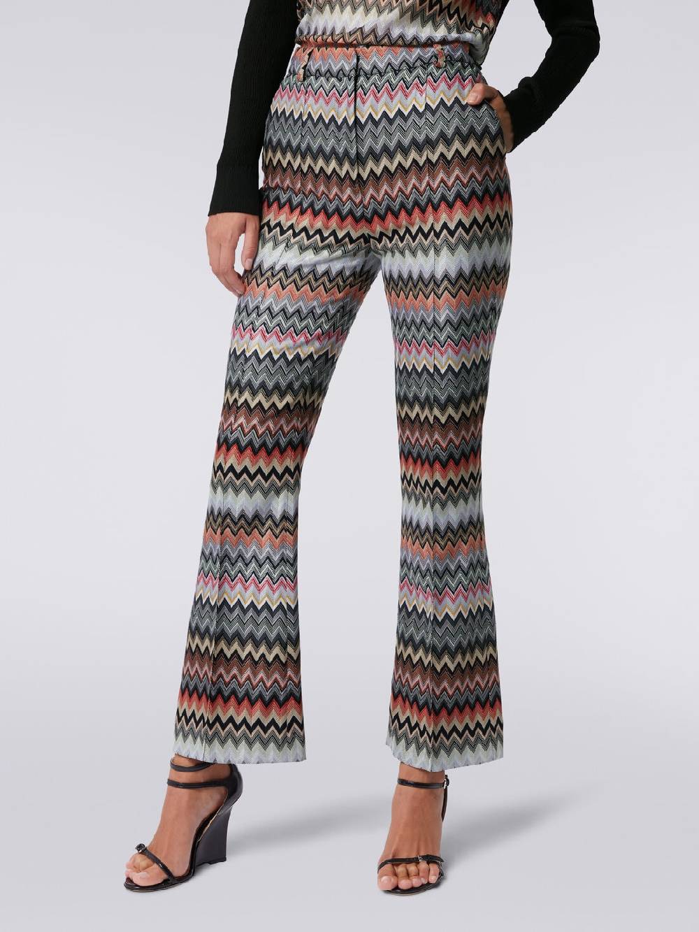 Missoni Pantaloni cropped in cotone e viscosa zig zag Fino al 65% di sconto
