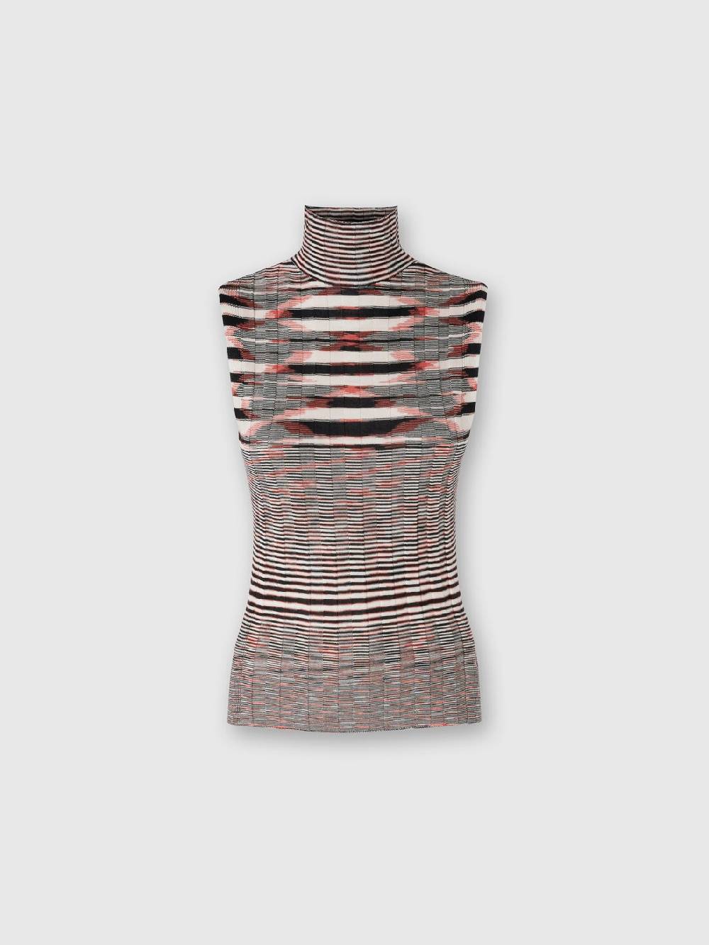 Missoni Canottiera con collo alto in cashmere e seta a costine In vendita
