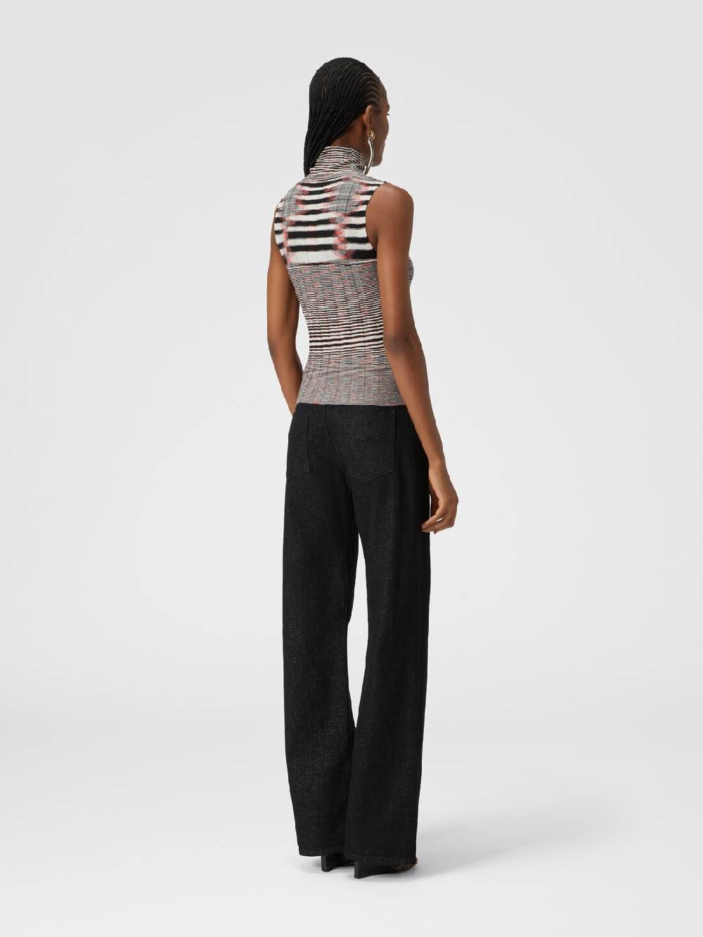 Missoni Canottiera con collo alto in cashmere e seta a costine In vendita