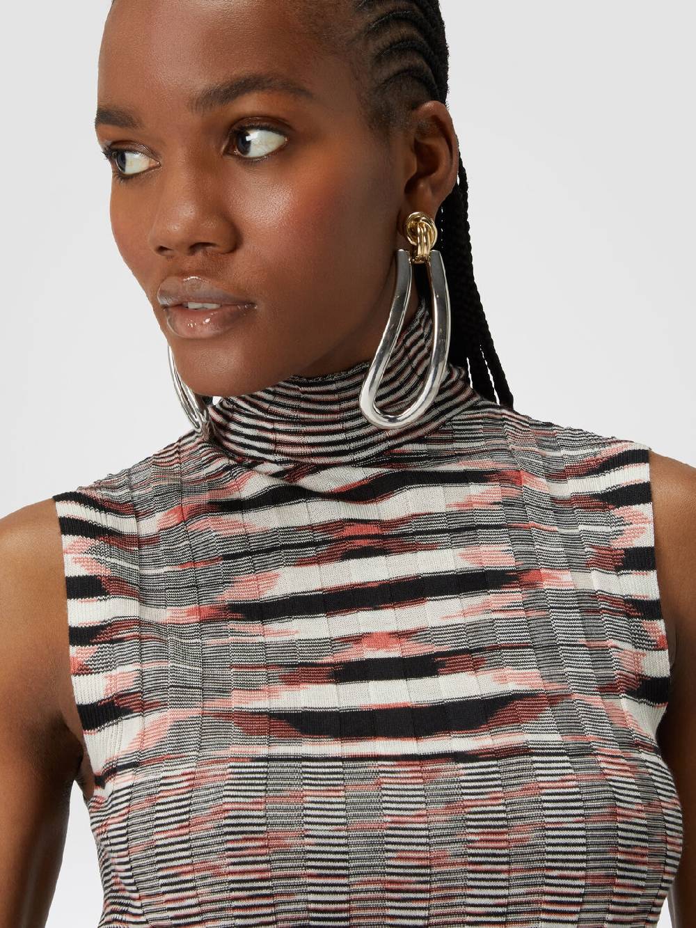 Missoni Canottiera con collo alto in cashmere e seta a costine In vendita