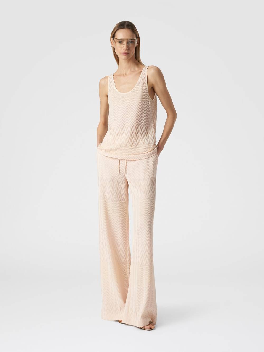 Missoni Canottiera in maglia di viscosa e cotone zig zag Italia