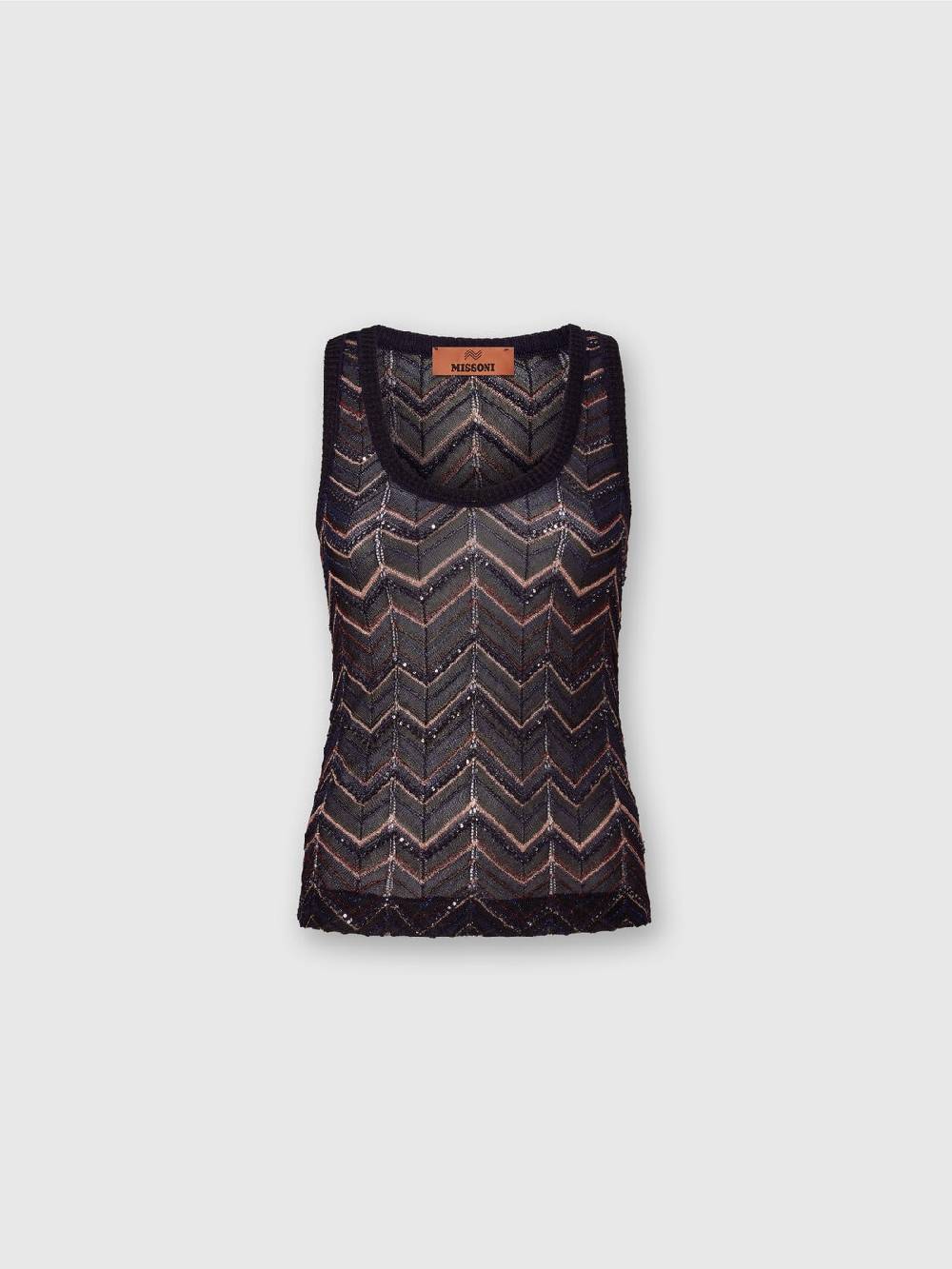 Missoni Canottiera in maglia zig zag con lurex e paillettes Nuovo