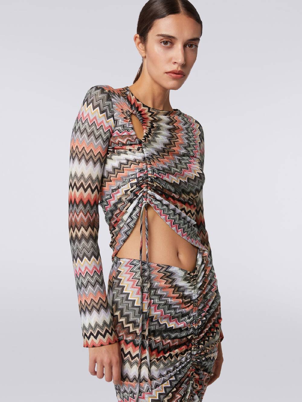 Missoni Top a maniche lunghe zig zag con arricciatura e dettaglio cut-out Qualità