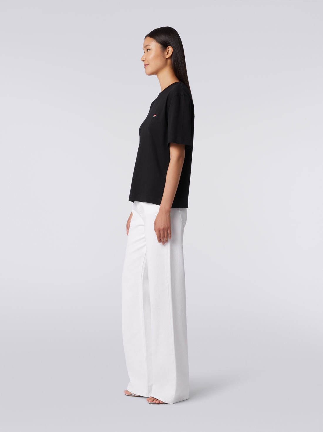Missoni T-shirt girocollo in cotone con ricamo e logo Spedizione Gratuita