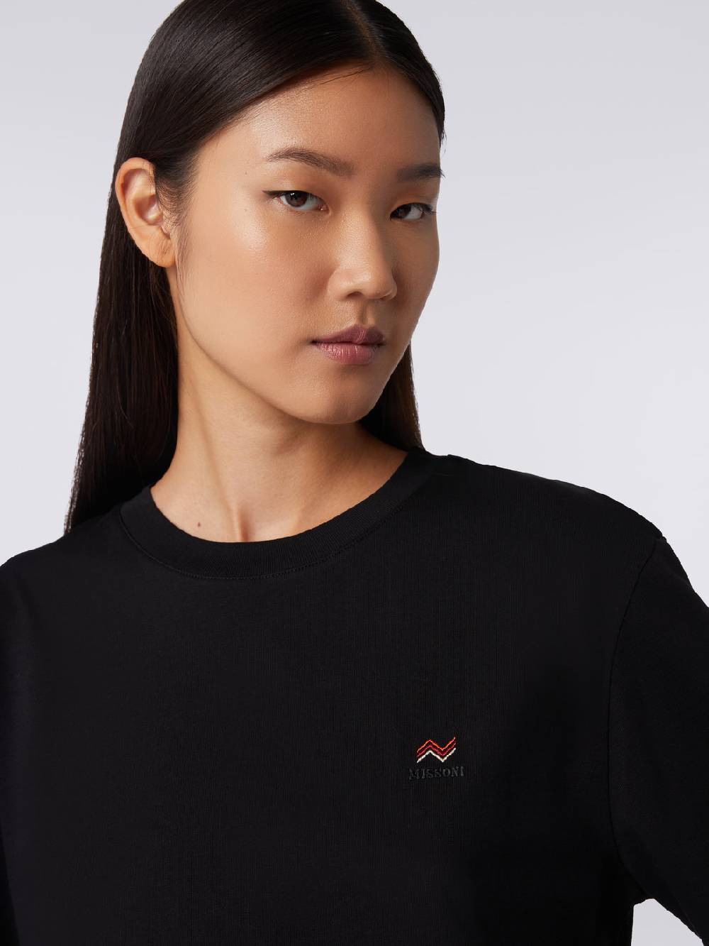 Missoni T-shirt girocollo in cotone con ricamo e logo Spedizione Gratuita