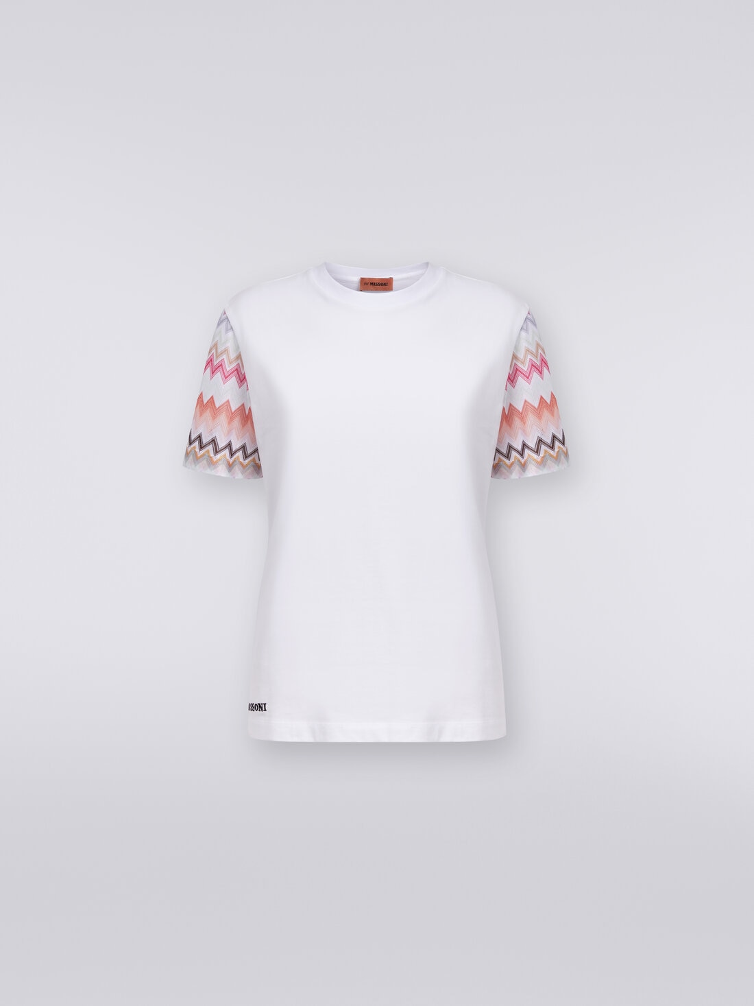 Missoni T-shirt girocollo in cotone con inserti zig zag Promozione Limitata