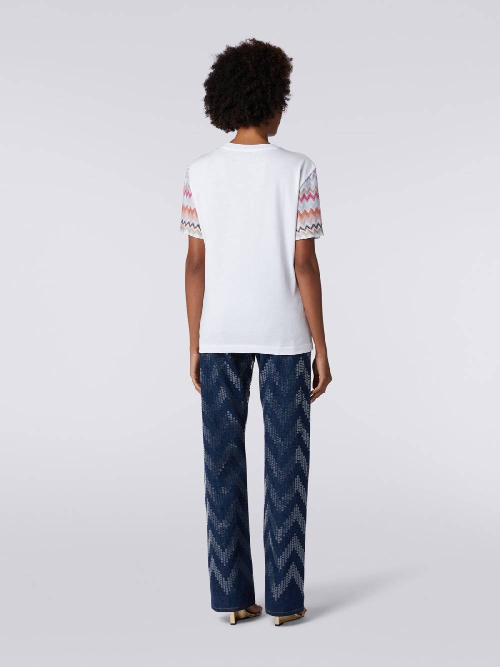Missoni T-shirt girocollo in cotone con inserti zig zag Promozione Limitata