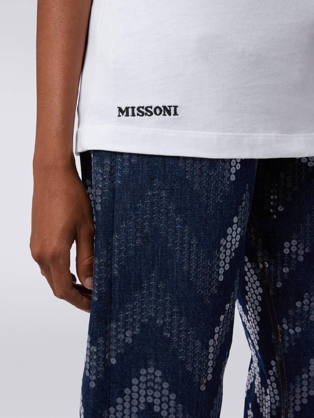 Missoni T-shirt girocollo in cotone con inserti zig zag Promozione Limitata