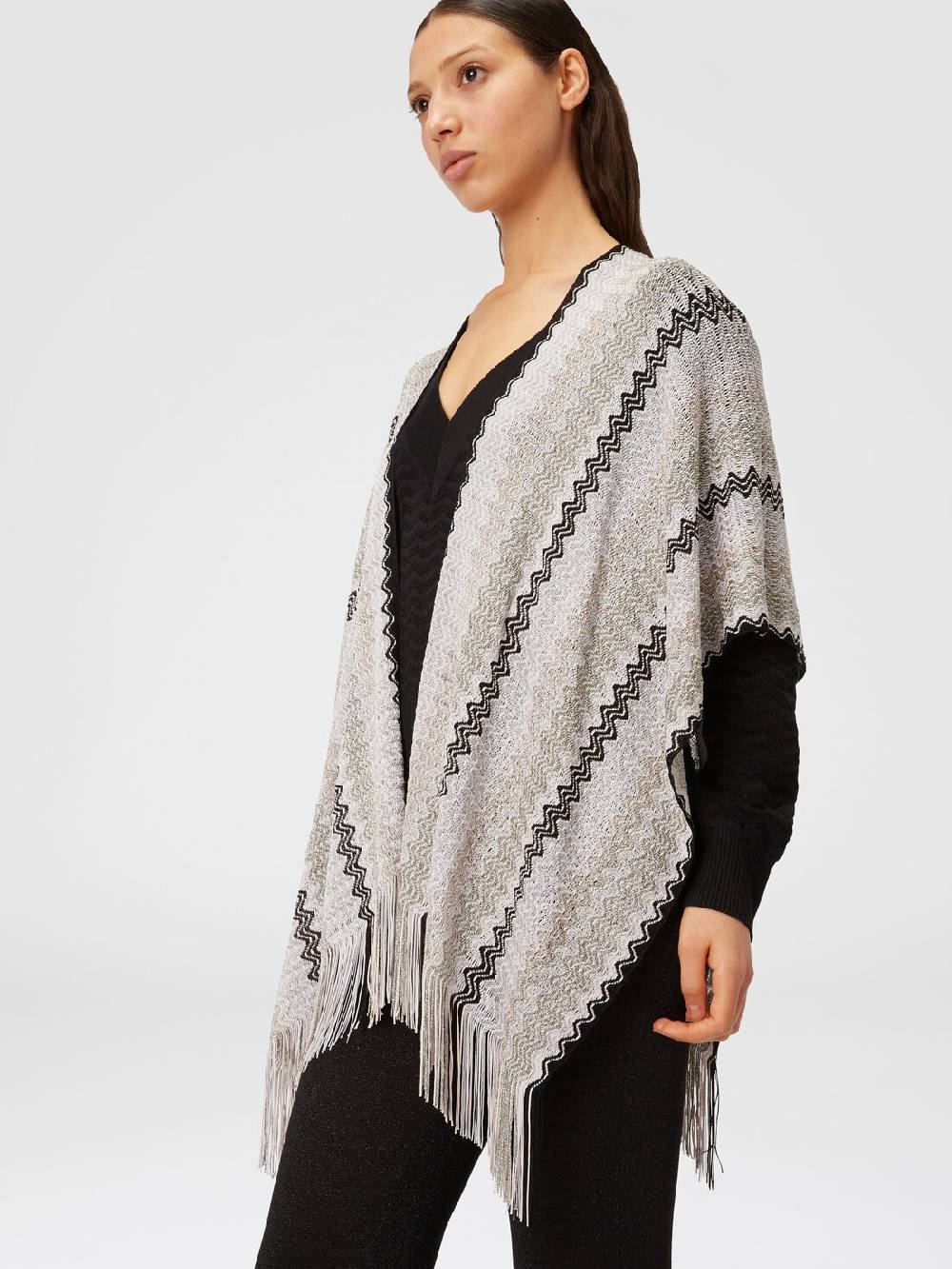 Missoni Poncho in maglia di misto viscosa con motivo a onde e frange Hotsell