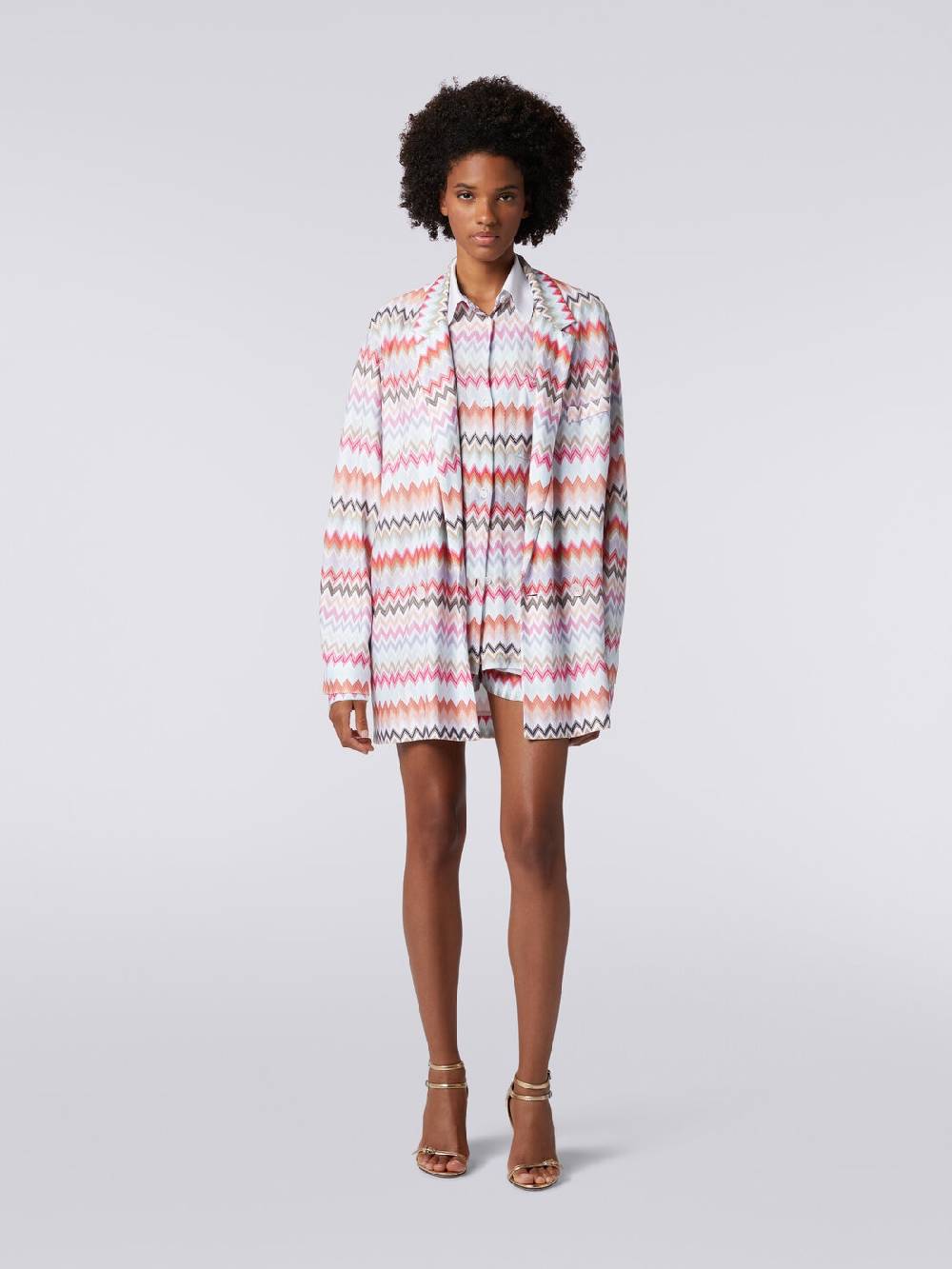 Missoni Blazer doppiopetto in cotone e viscosa stampa zig zag Vendita Economica
