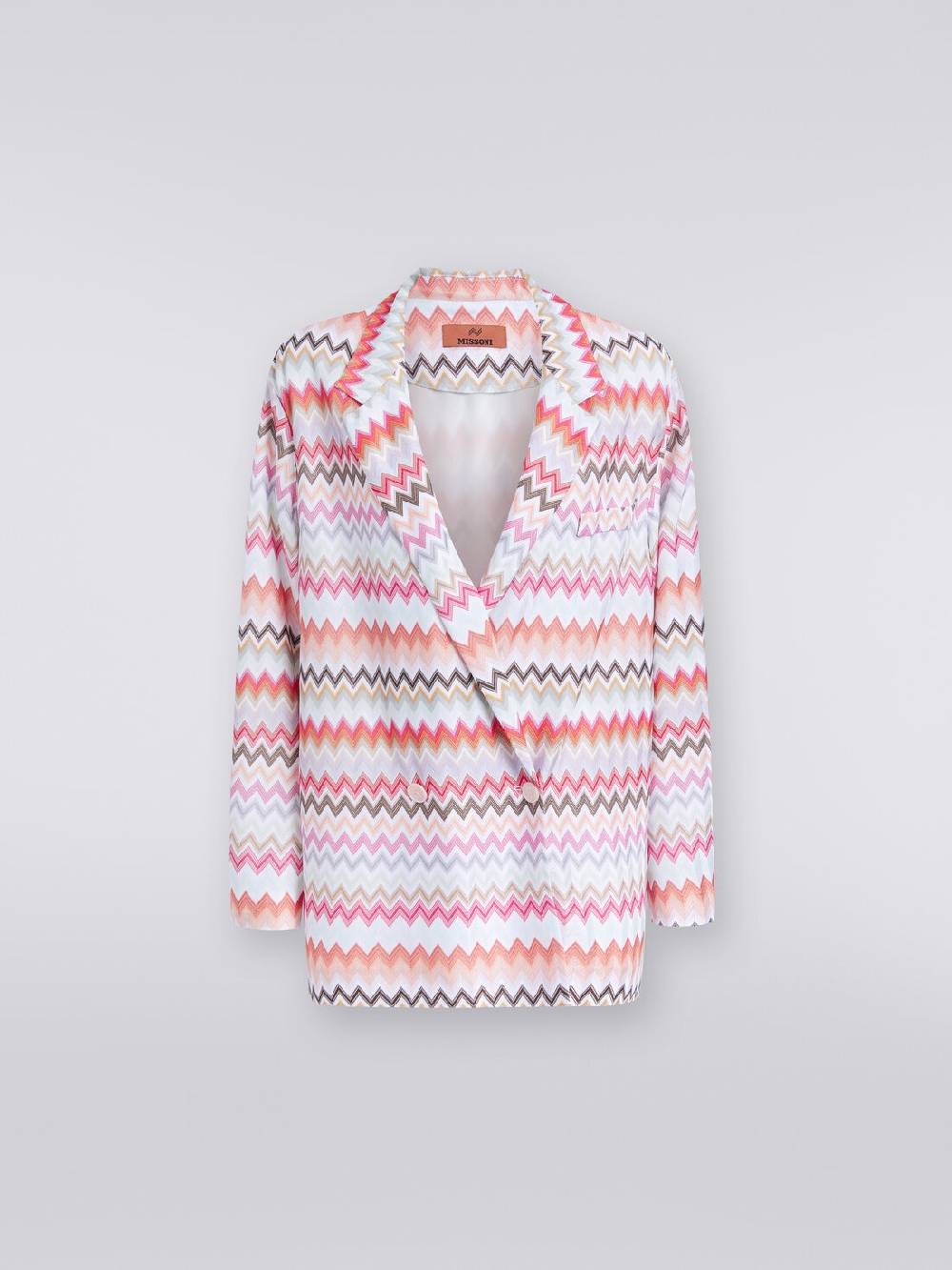 Missoni Blazer doppiopetto in cotone e viscosa stampa zig zag Vendita Economica