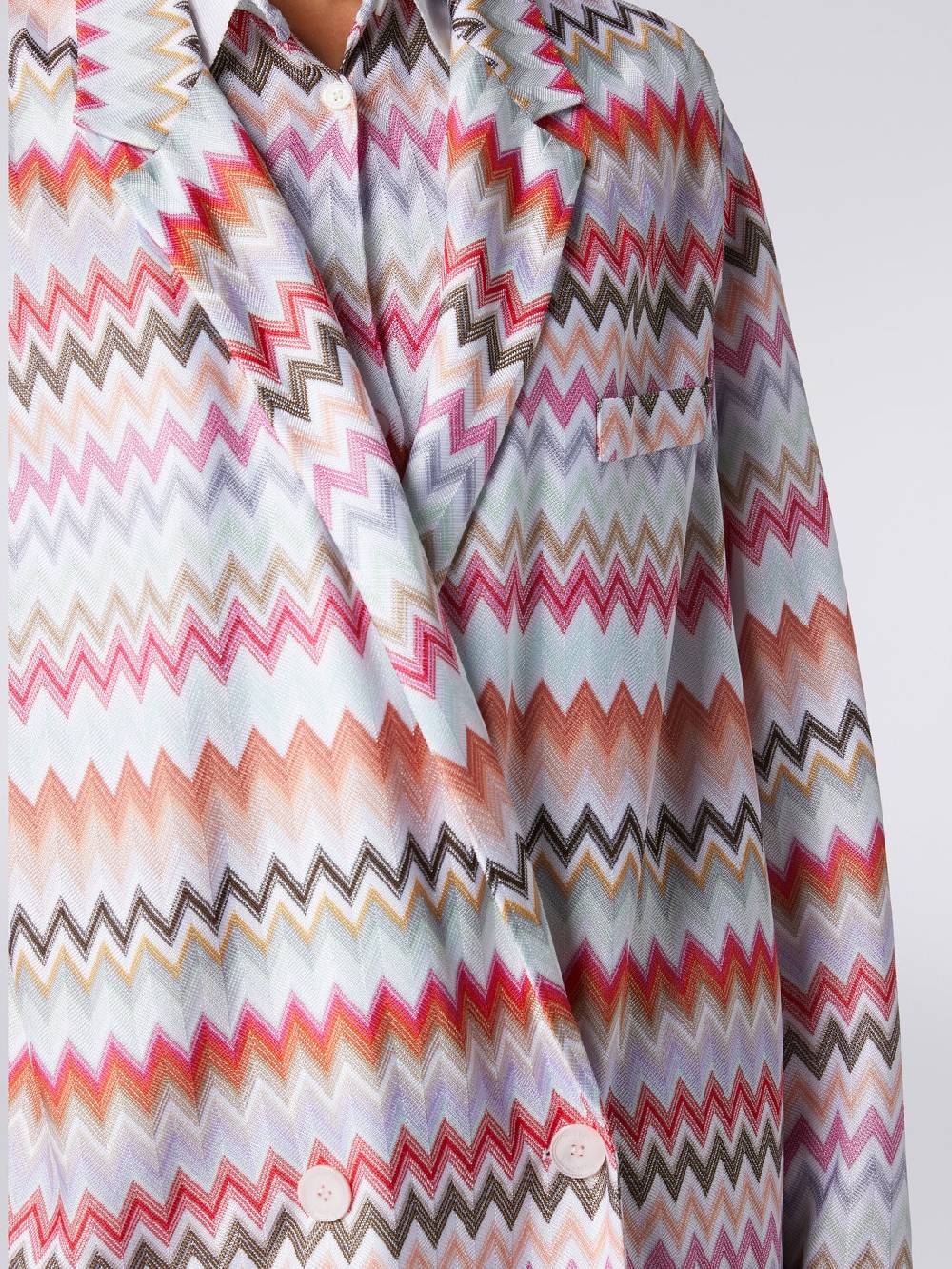 Missoni Blazer doppiopetto in cotone e viscosa stampa zig zag Vendita Economica