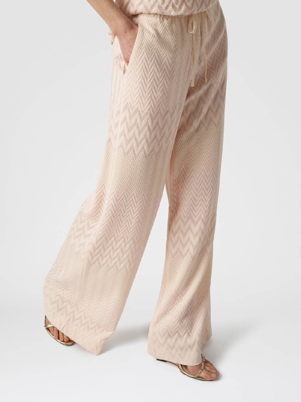 Missoni Pantaloni a palazzo in cotone e viscosa zig zag Vendite Flash