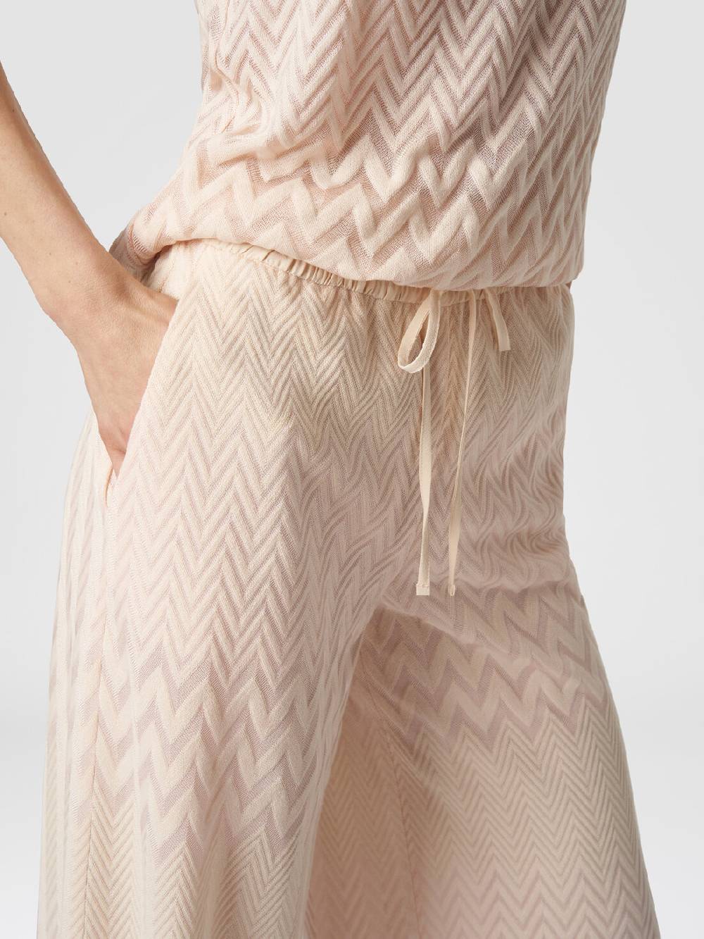 Missoni Pantaloni a palazzo in cotone e viscosa zig zag Vendite Flash
