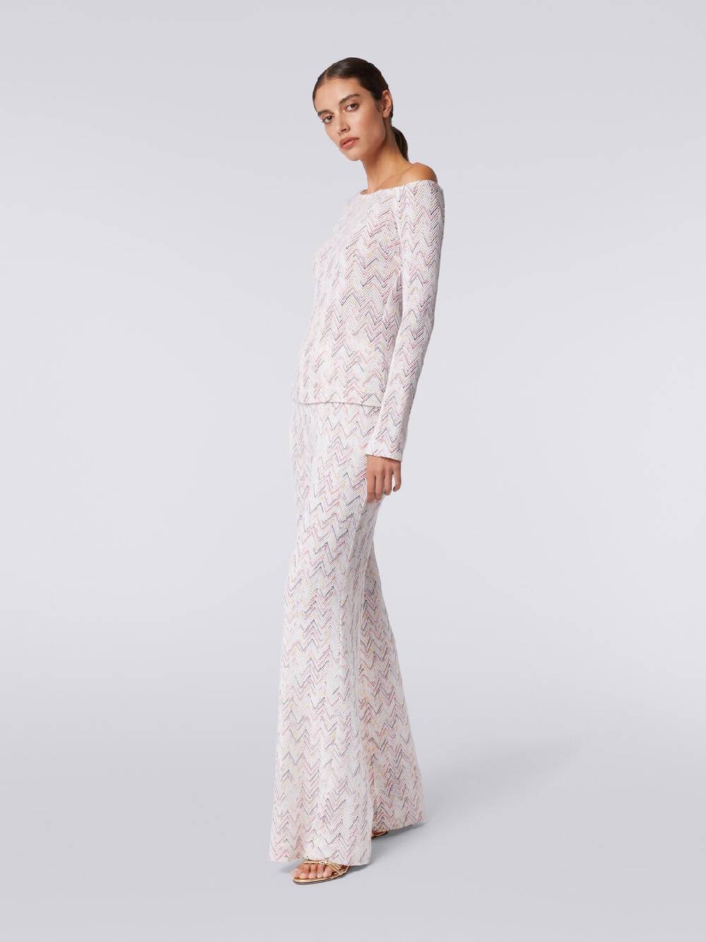 Missoni Pantaloni a palazzo in lana e viscosa zig zag In Saldo