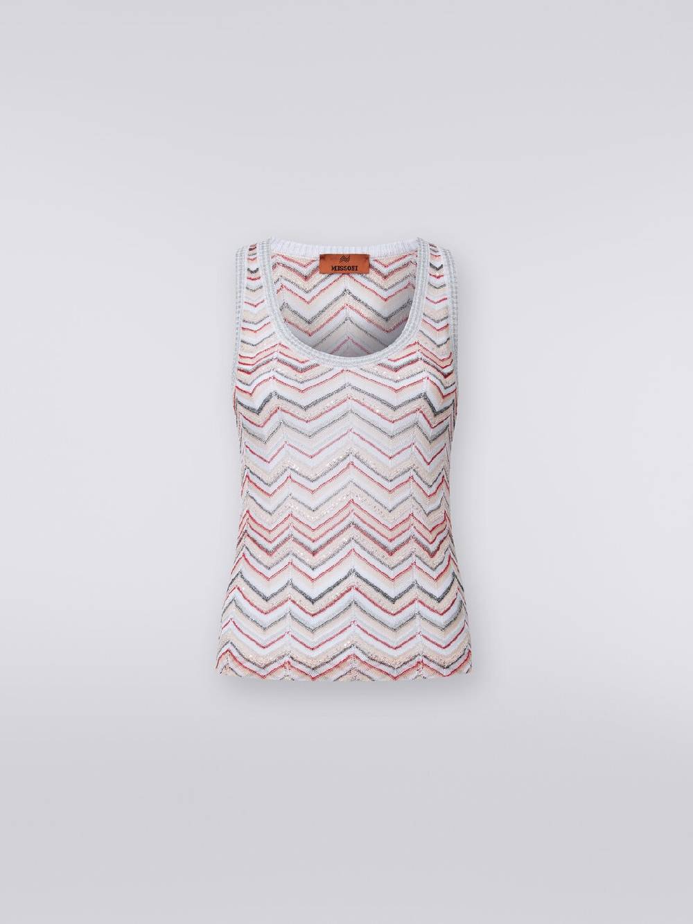 Missoni Canottiera in maglia zig zag con lurex e paillettes Nuova