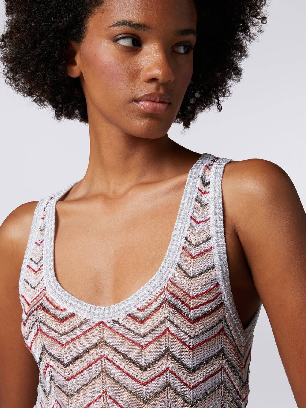 Missoni Canottiera in maglia zig zag con lurex e paillettes Nuova