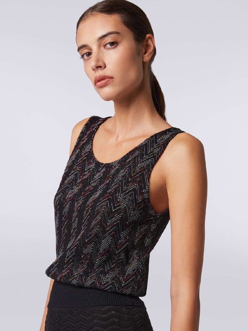 Missoni Canottiera in maglia di lana viscosa zig zag Spedizione gratuita