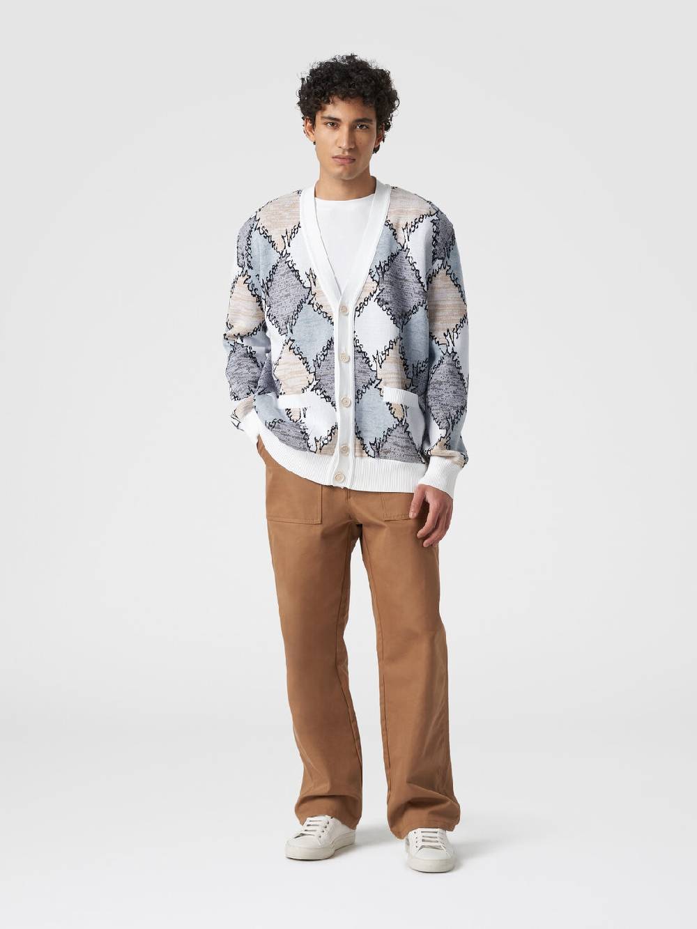 Missoni Cardigan in cotone a losanghe con scritta logo Cyber Monday